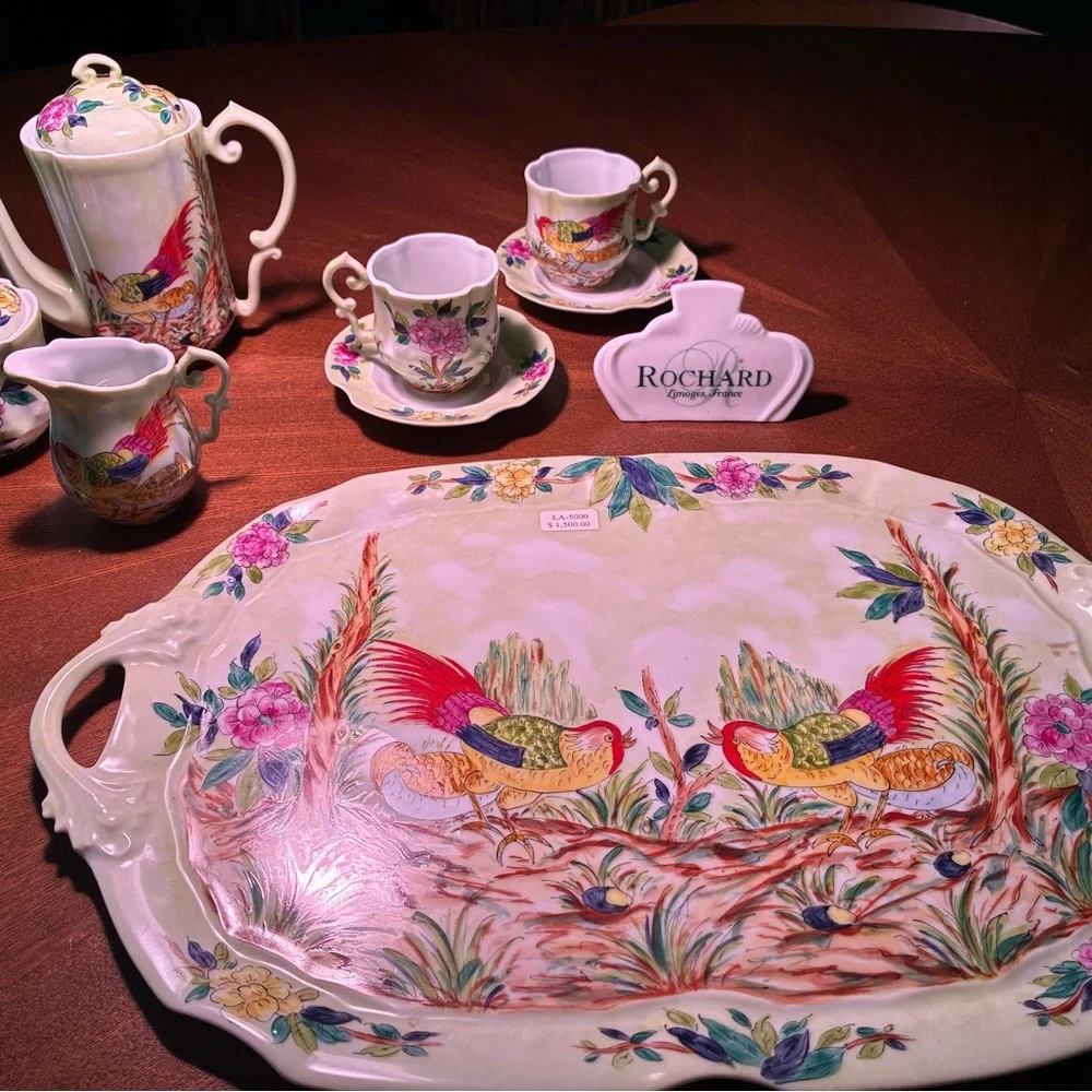 Limoges Hand-painted Tea set by Rochard - Picture 1 of 4